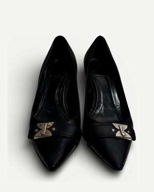 Christian Dior by John Galliano 2000s Metal Clasp Leather Heels