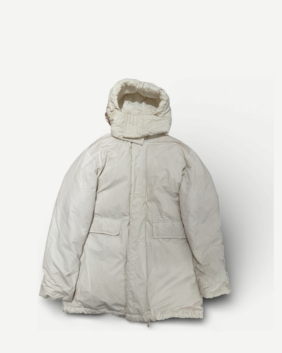 Helmut Lang AW98 White Hooded Down Parka