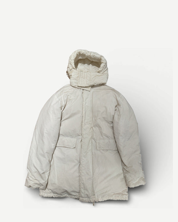 Helmut Lang AW98 White Hooded Down Parka - Ākaibu Store