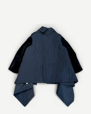 Comme Des Garcons 2000s by Rei Kawakubo Velvet Nylon Reconstructed Layered Jacket