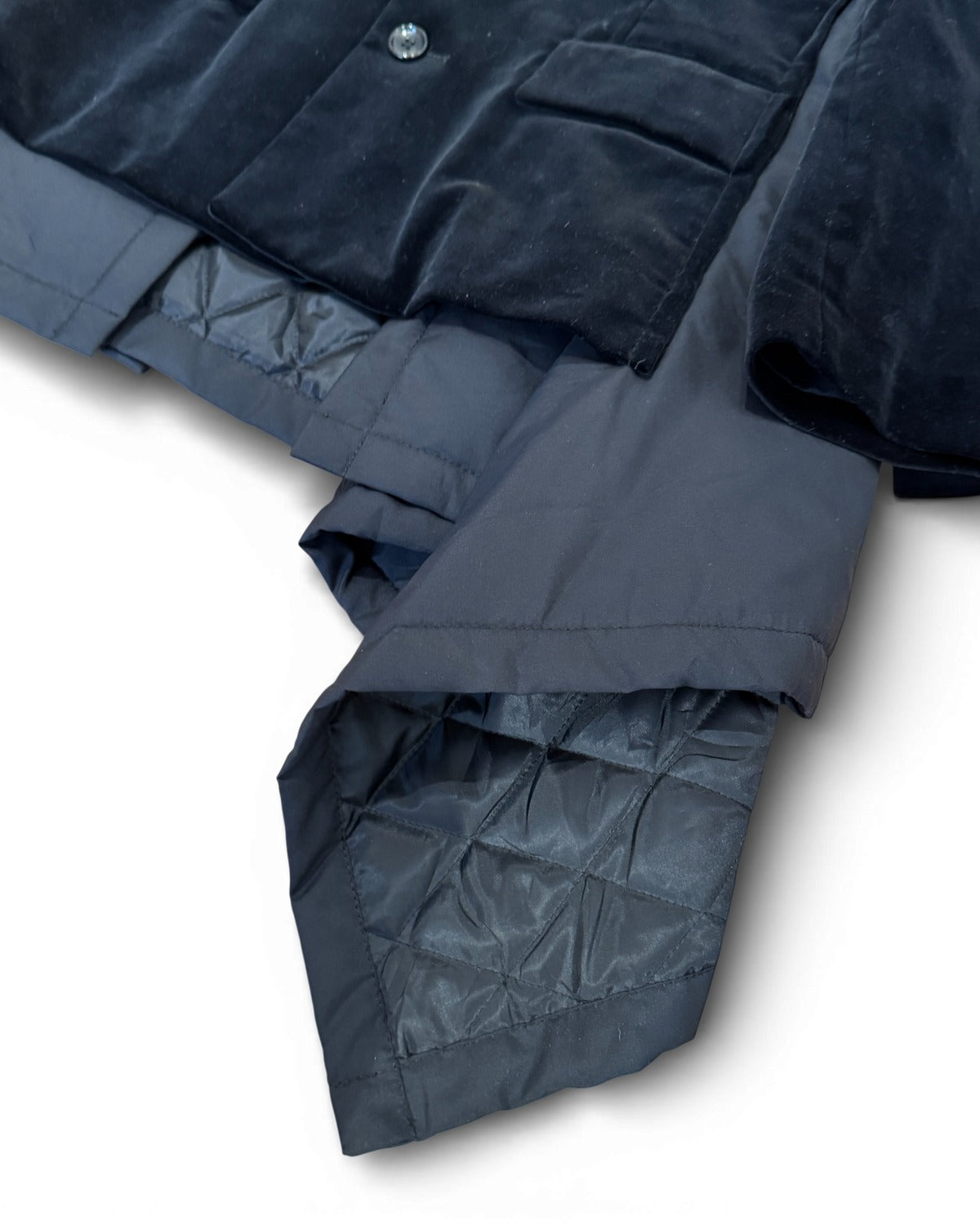Comme Des Garcons 2000s by Rei Kawakubo Velvet Nylon Reconstructed Layered Jacket