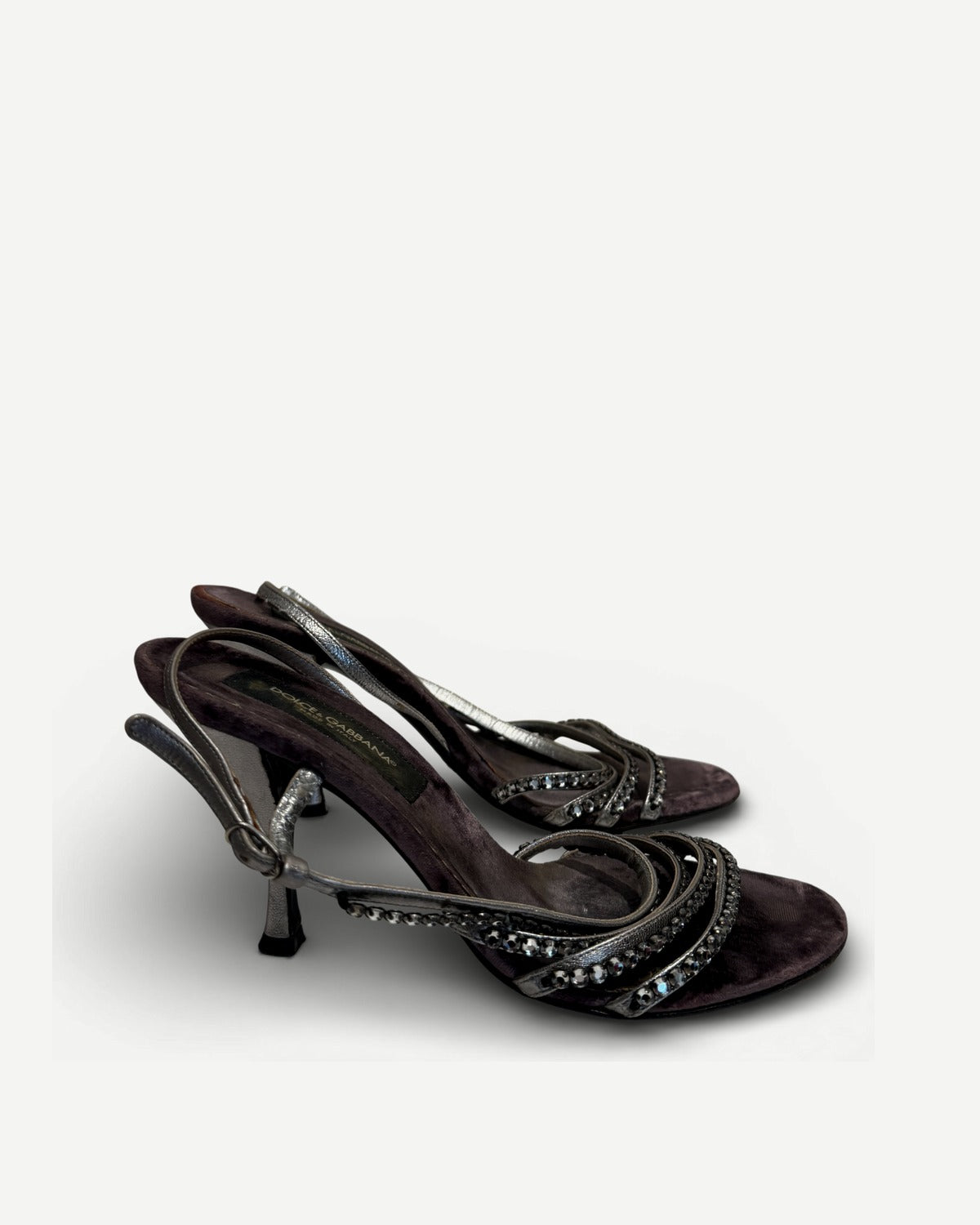 Dolce & Gabbana 2000s Velvet Crystal Heels