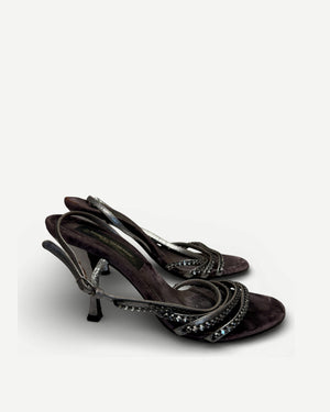 Dolce & Gabbana 2000s Velvet Crystal Heels