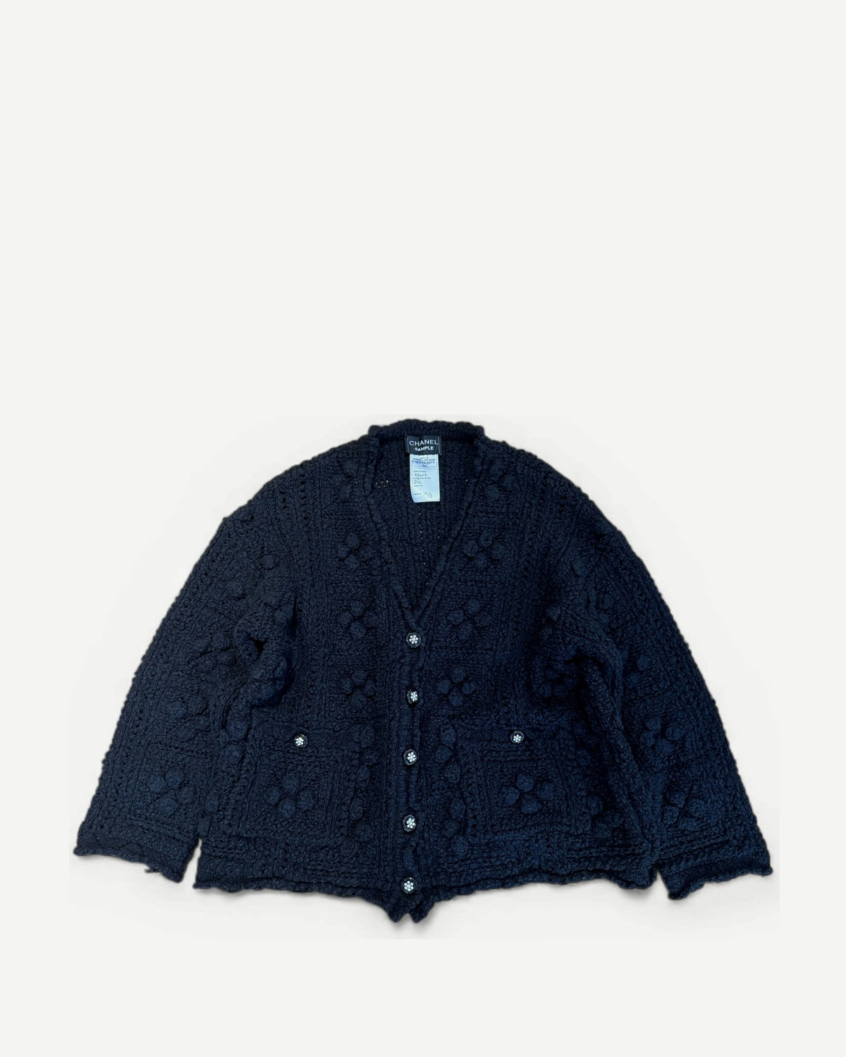 Chanel 2025 Cruise Black Crochet Knit Cardigan Sample