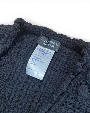 Chanel 2025 Cruise Black Crochet Knit Cardigan Sample