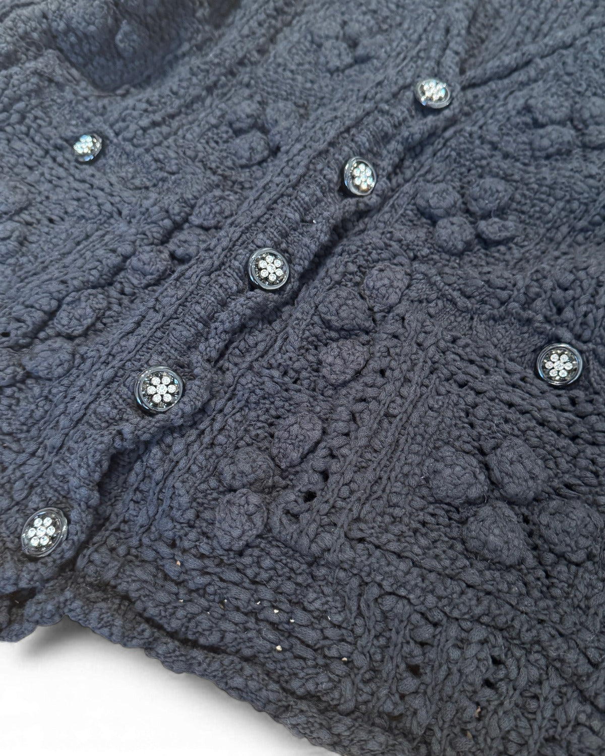 Chanel 2025 Cruise Black Crochet Knit Cardigan Sample