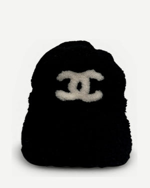 Chanel 2025 Black Shearling Cap Sample