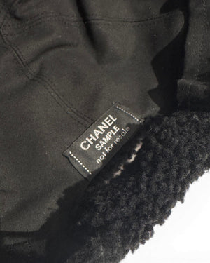 Chanel 2025 Black Shearling Cap Sample