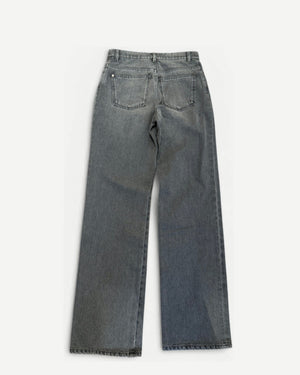 Chanel SS24 Embroidered Floral Cut Out Flared Grey Denim Sample