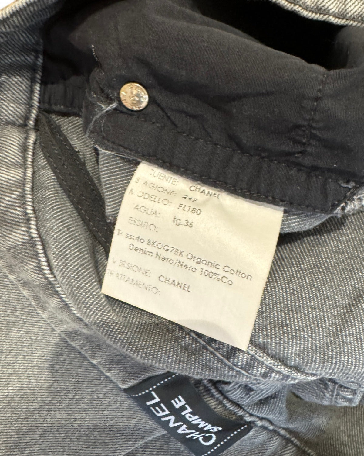 Chanel SS24 Embroidered Floral Cut Out Flared Grey Denim Sample