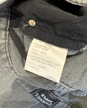 Chanel SS24 Embroidered Floral Cut Out Flared Grey Denim Sample