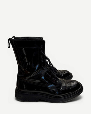 Dior Homme AW07 Navigate Black Patent Leather Combat Boots