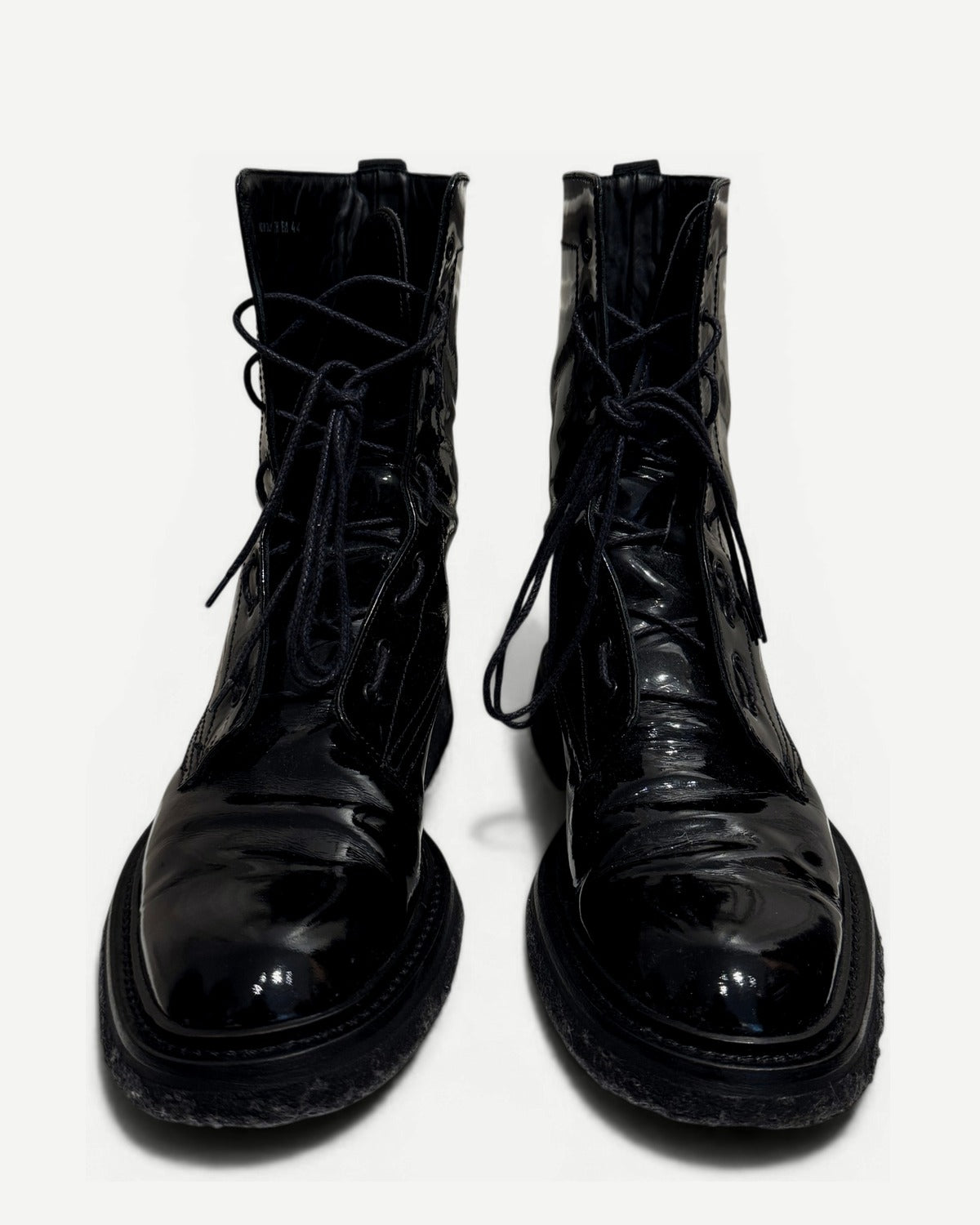 Dior Homme AW07 Navigate Black Patent Leather Combat Boots