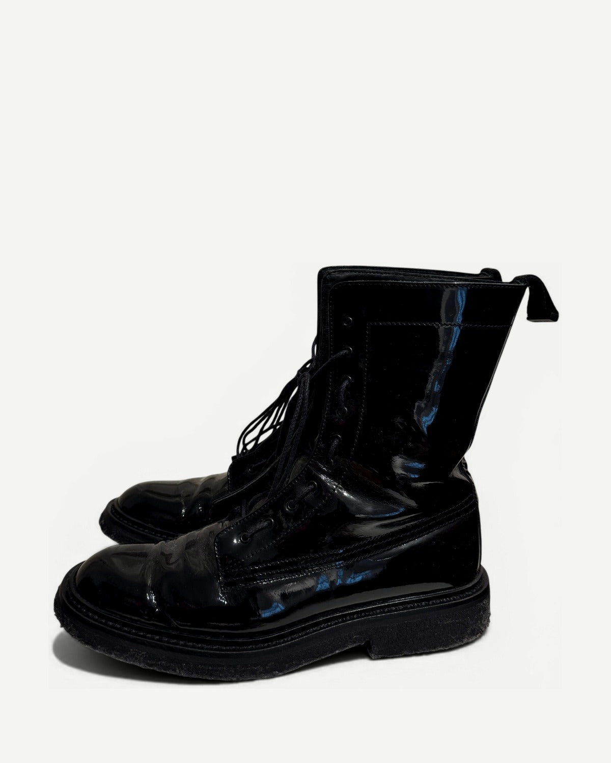 AW07 Navigate Black Patent Leather Combat Boots - Image 5