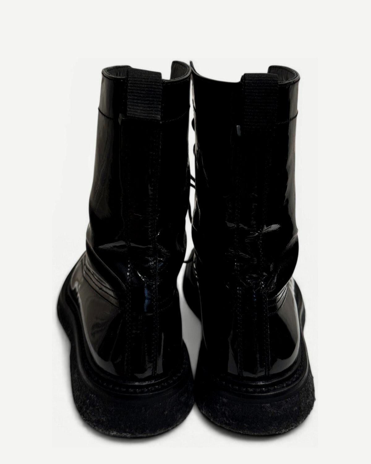 Dior Homme AW07 Navigate Black Patent Leather Combat Boots