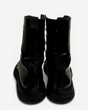 Dior Homme AW07 Navigate Black Patent Leather Combat Boots