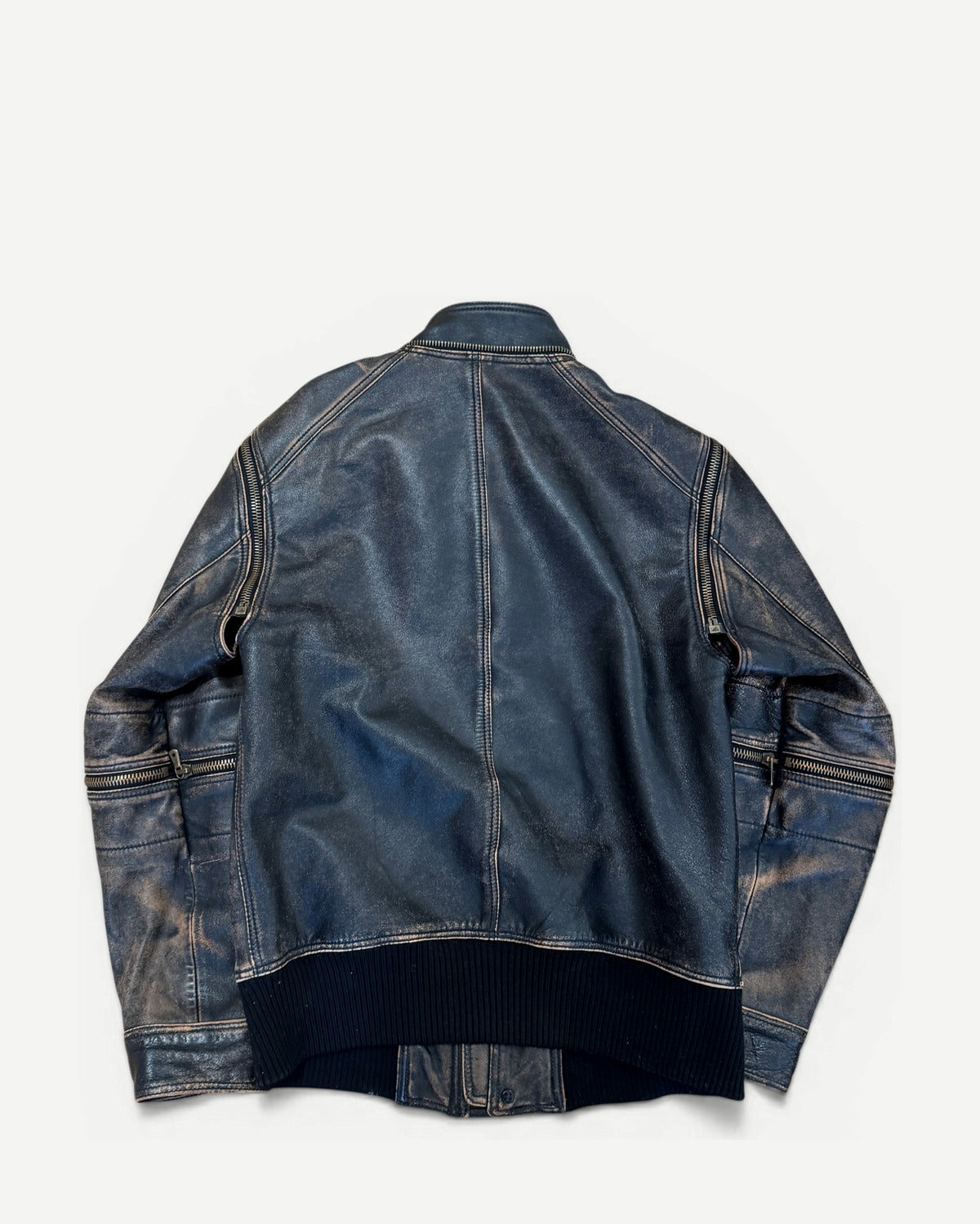Dolce & Gabbana AW03 Distressed Multi Zip Horse Leather Jacket