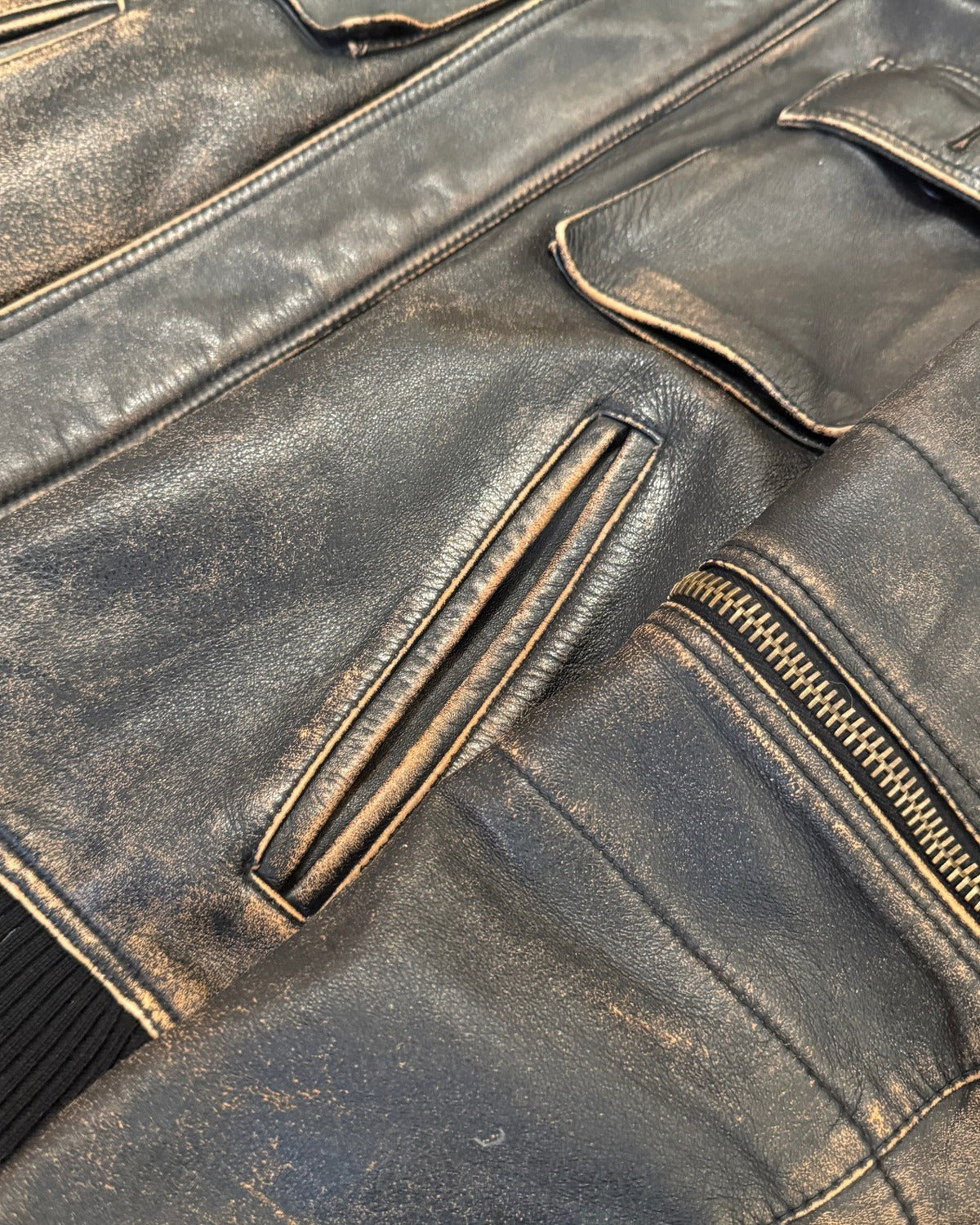 Dolce & Gabbana AW03 Distressed Multi Zip Horse Leather Jacket