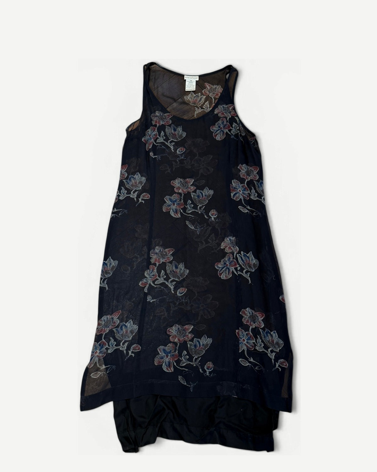 Dries Van Noten 90s Sheer Floral Silk Dress