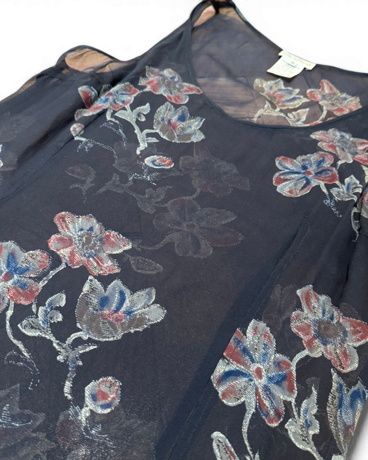 Dries Van Noten 90s Sheer Floral Silk Dress