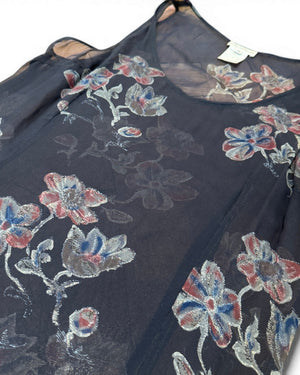 Dries Van Noten 90s Sheer Floral Silk Dress