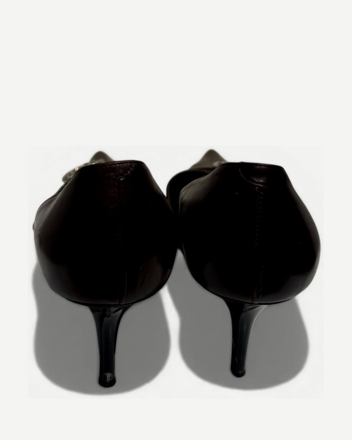 Christian Dior by John Galliano 2002 Metal Logo Chocolate Heels