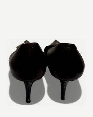 Christian Dior by John Galliano 2002 Metal Logo Chocolate Heels