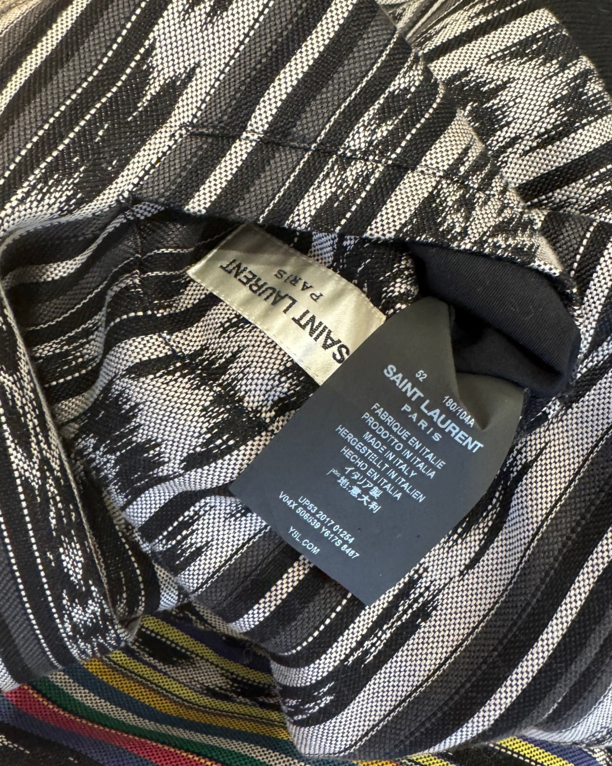 Saint Laurent SS18 Reversible Ikat Teddy Jacket