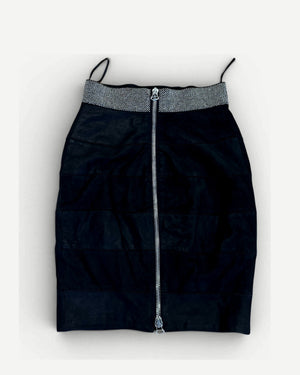 Balmain by Christophe Decarnin Paneled Leather Studded Bow Skirt