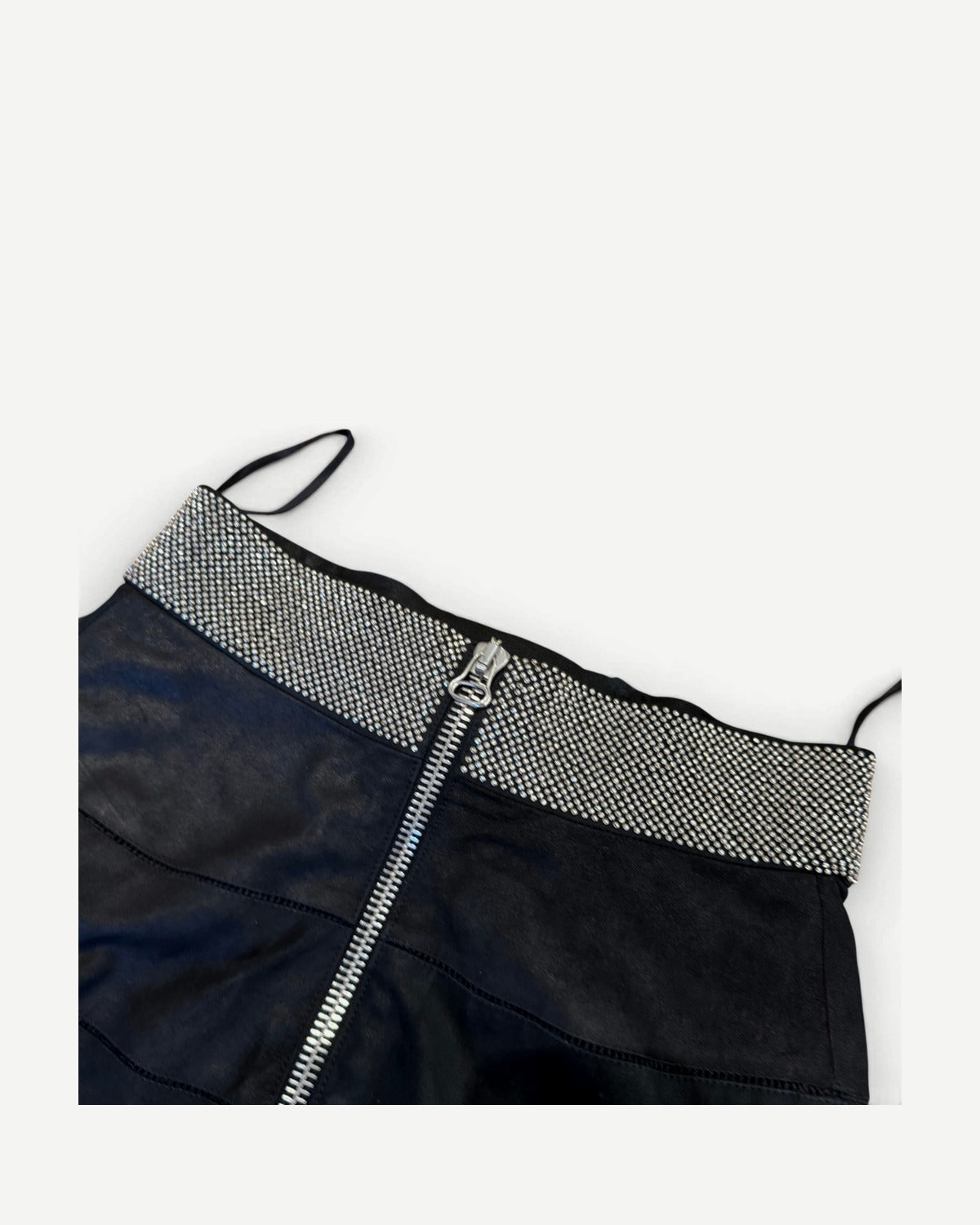 Balmain by Christophe Decarnin Paneled Leather Studded Bow Skirt