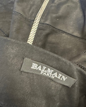 Balmain by Christophe Decarnin Paneled Leather Studded Bow Skirt