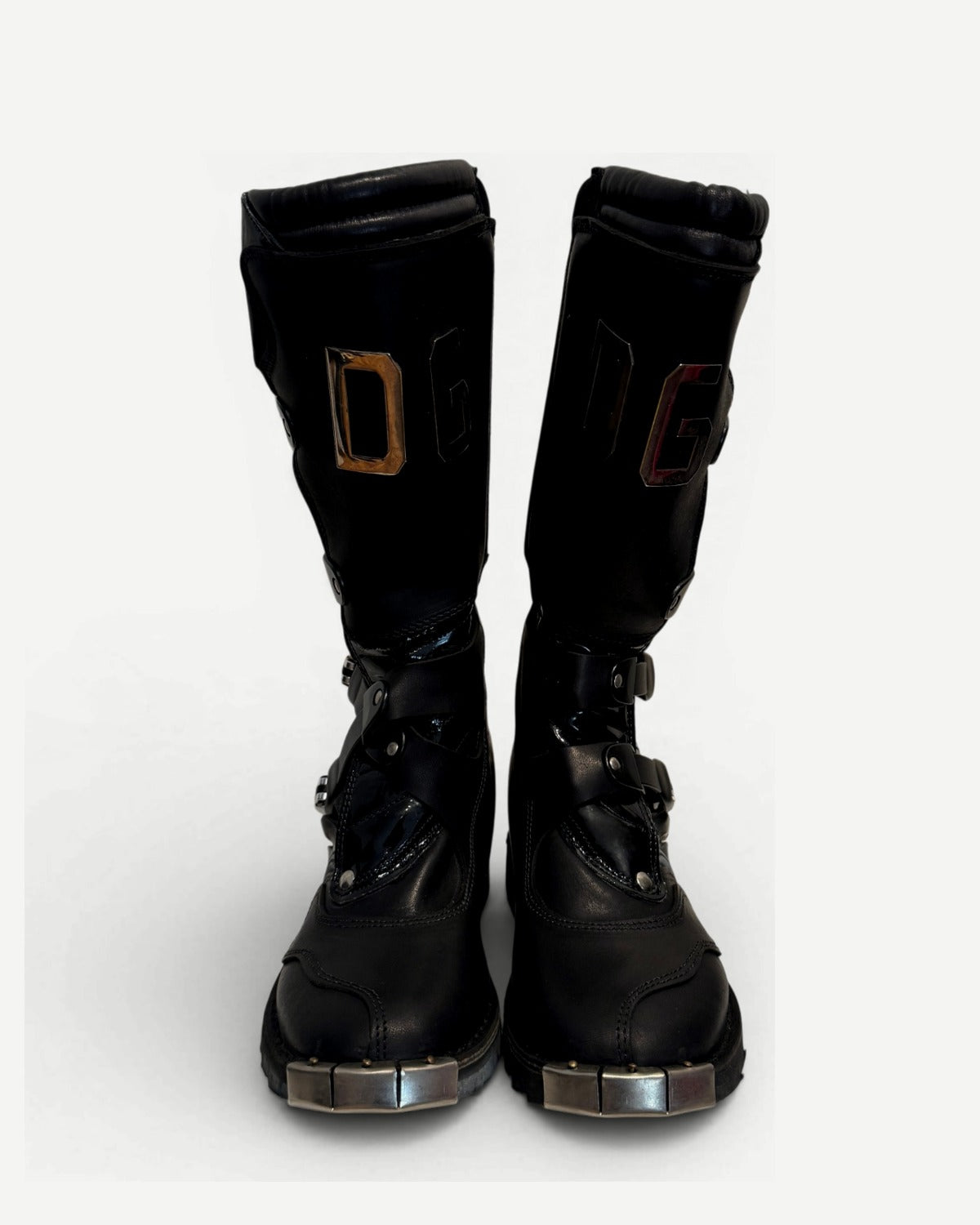 Dolce & Gabbana FW03 Metal Applique Buckled Moto Biker Boots