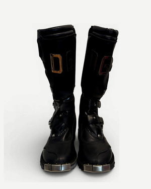 Dolce & Gabbana FW03 Metal Applique Buckled Moto Biker Boots