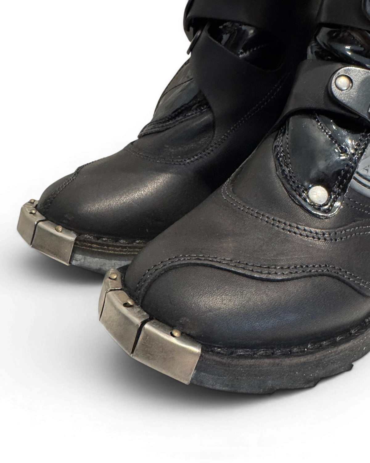 Dolce & Gabbana FW03 Metal Applique Buckled Moto Biker Boots