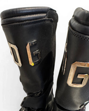 Dolce & Gabbana FW03 Metal Applique Buckled Moto Biker Boots