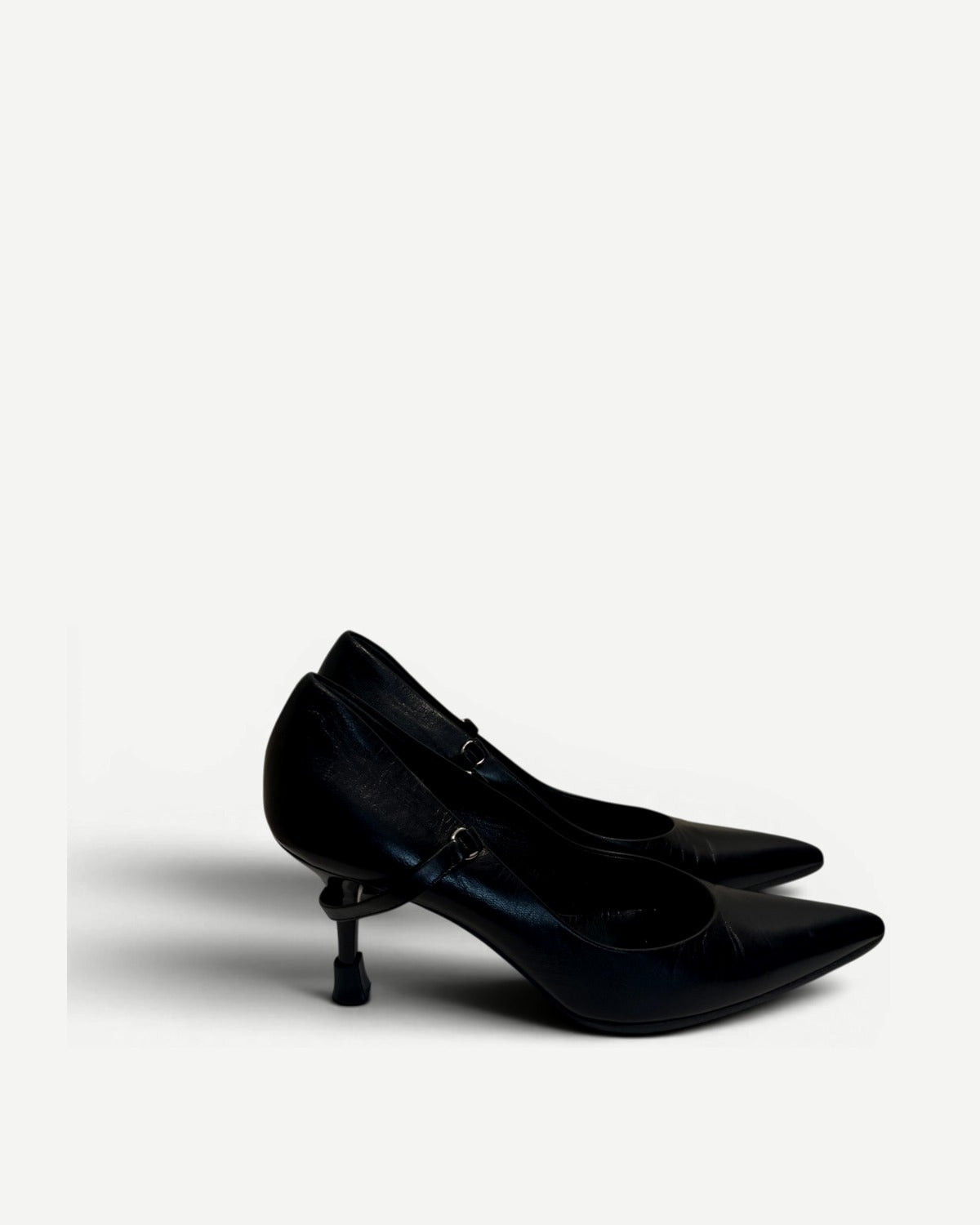 Helmut Lang 90s Black Leather Strapped Heels