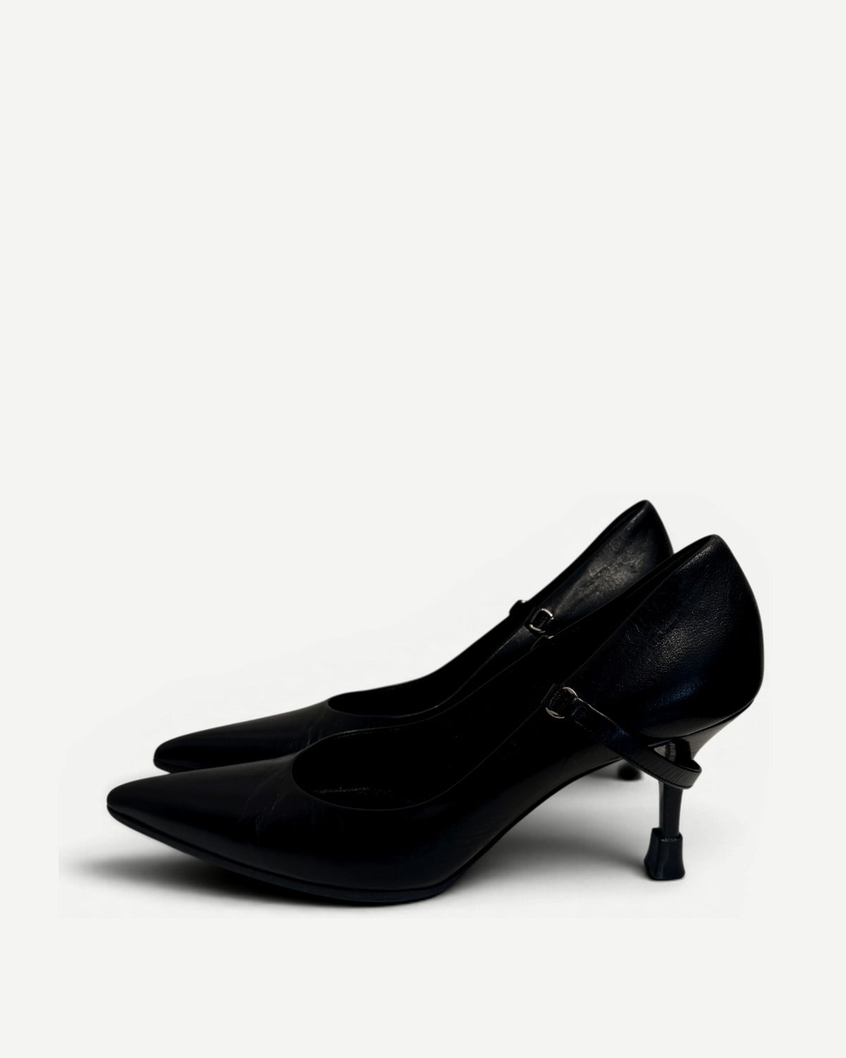 Helmut Lang 90s Black Leather Strapped Heels