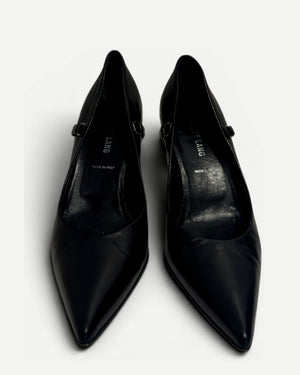 Helmut Lang 90s Black Leather Strapped Heels