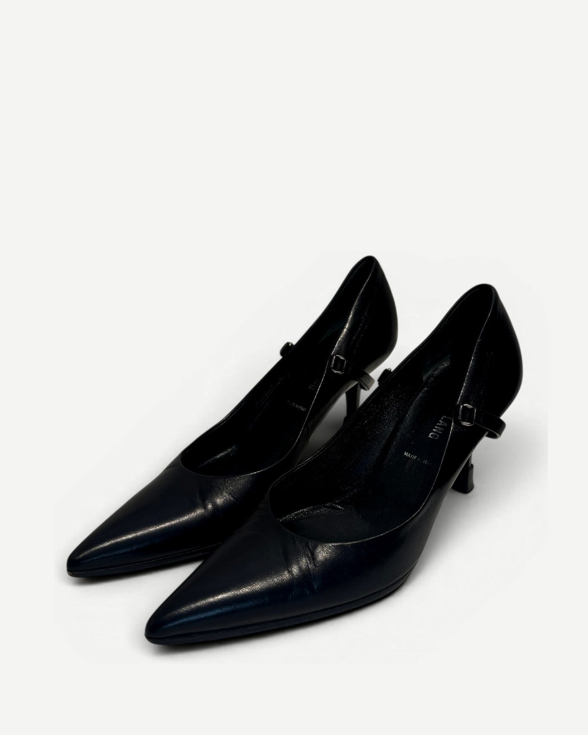Helmut Lang 90s Black Leather Strapped Heels