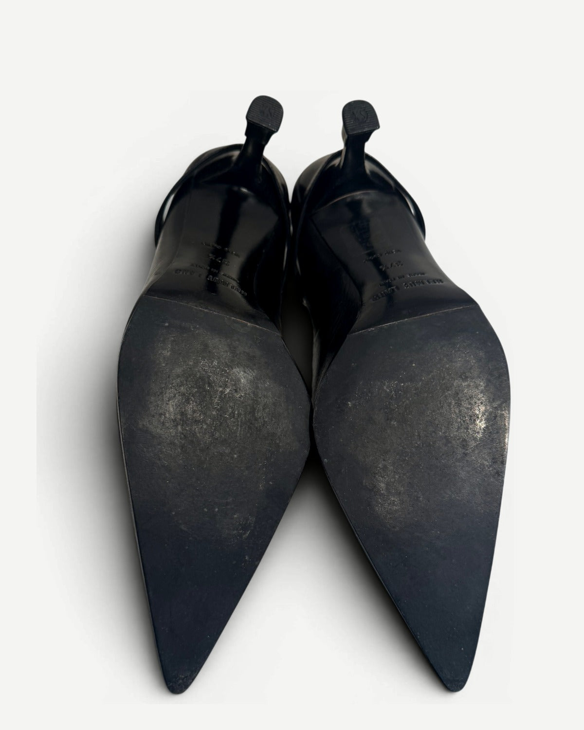 Helmut Lang 90s Black Leather Strapped Heels
