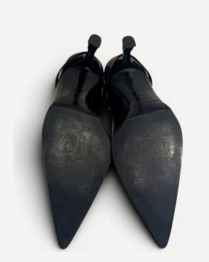 Helmut Lang 90s Black Leather Strapped Heels