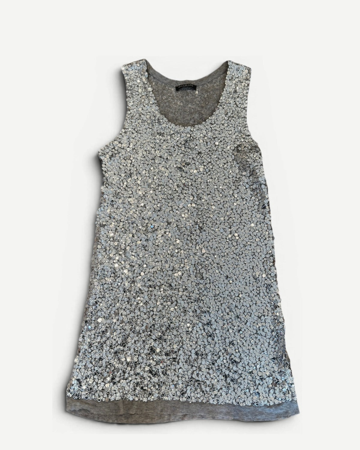 Balmain SS08 by Christophe Decarnin Embellished Metallic Silk Dress