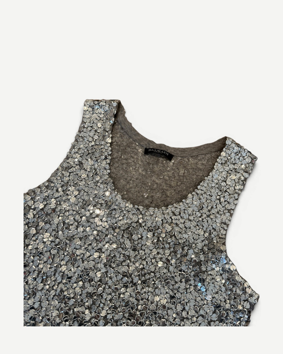 Balmain SS08 by Christophe Decarnin Embellished Metallic Silk Dress