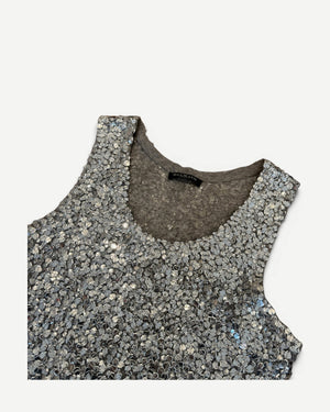 Balmain SS08 by Christophe Decarnin Embellished Metallic Silk Dress