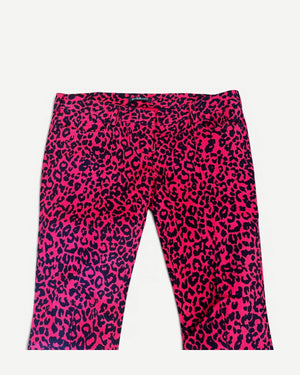 Balmain by Christophe Decarnin Leopard Print Flared Denim