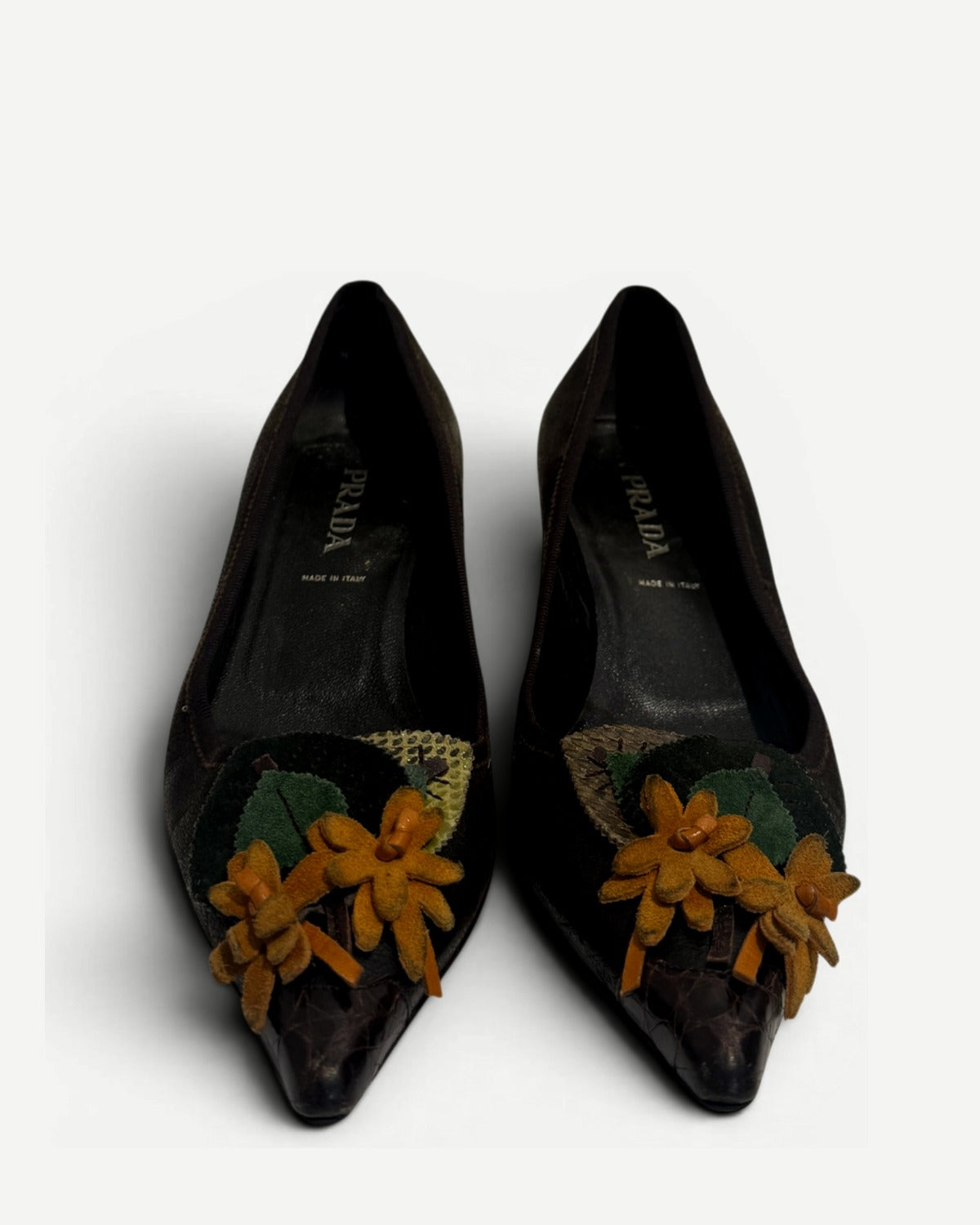 Prada 90s Floral Applique Heels