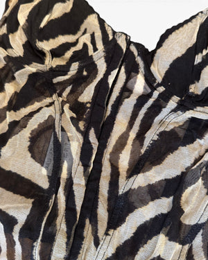 Roberto Cavalli 2000s Zebra Print Boned Corset