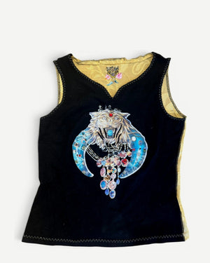 Roberto Cavalli 2000s Embellished Tiger Rock Top