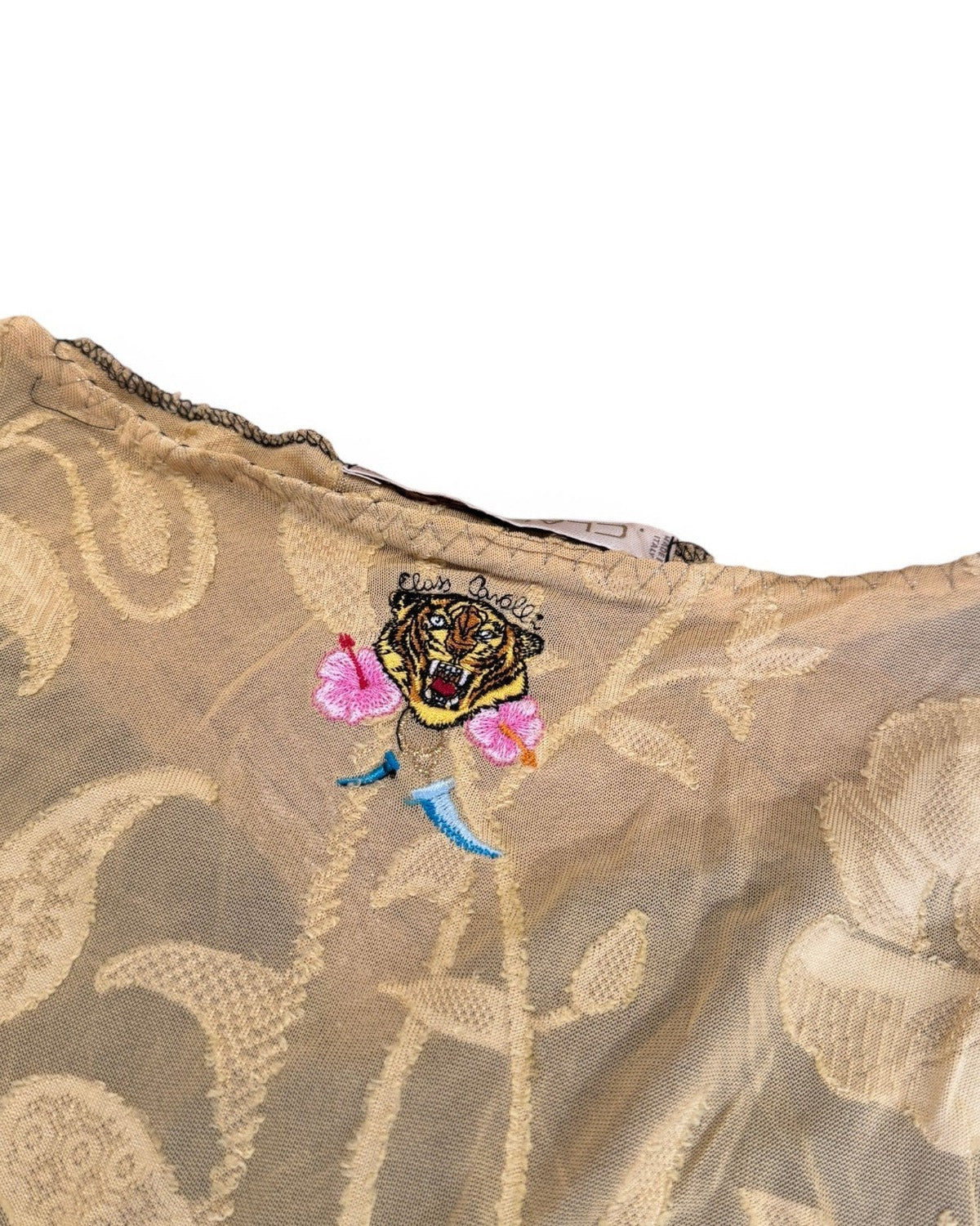 Roberto Cavalli 2000s Embellished Tiger Rock Top