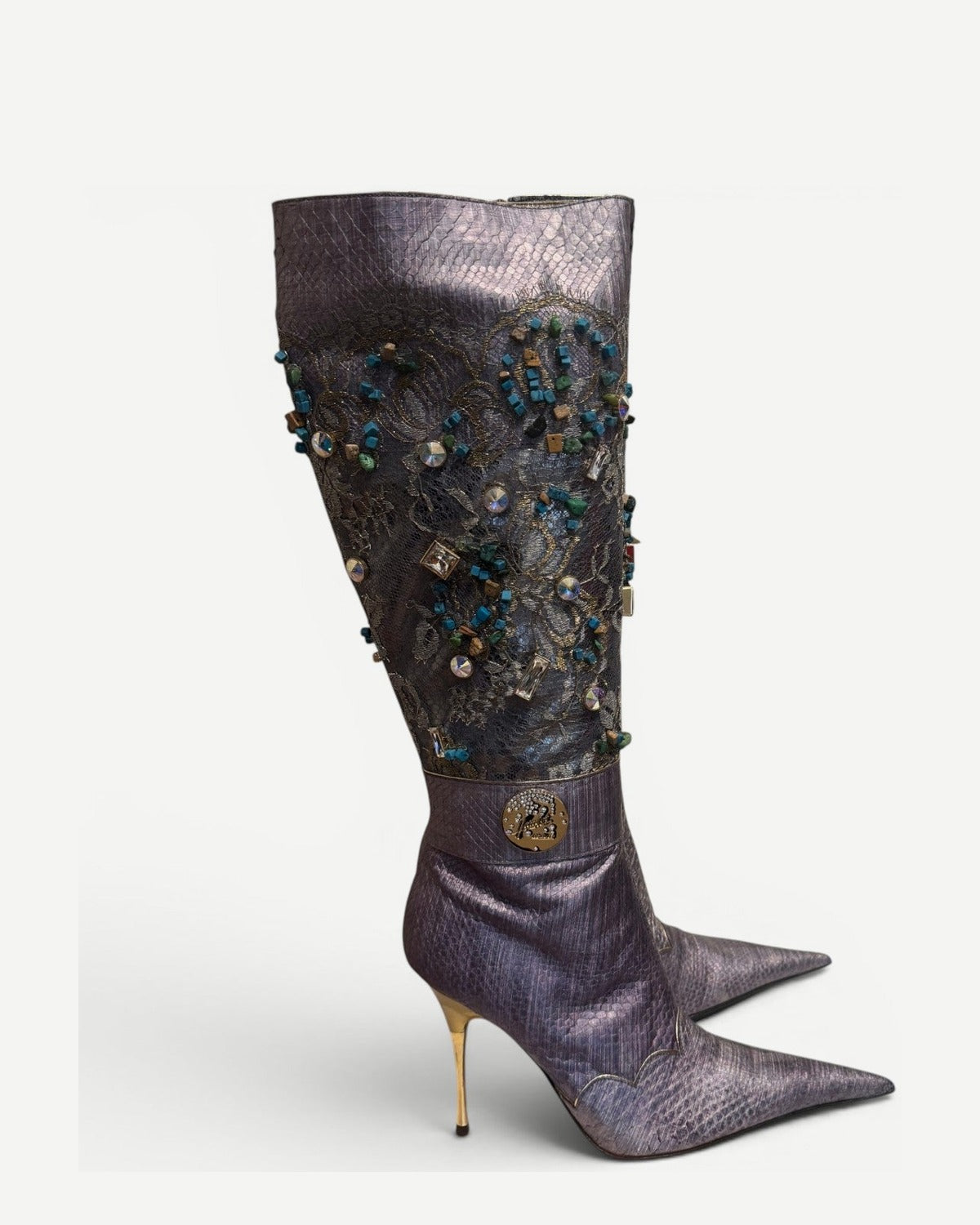 Hamlet Couture 2000s Handmade Embellished Python Boots